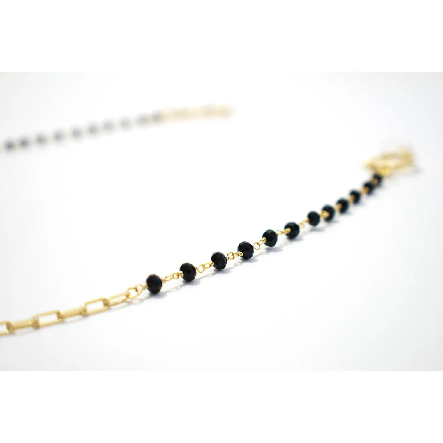 Classic Gold Glasses Chain with Black Gems - Image 3