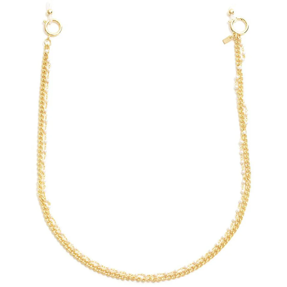 Layered Gold Chain with Pearl String