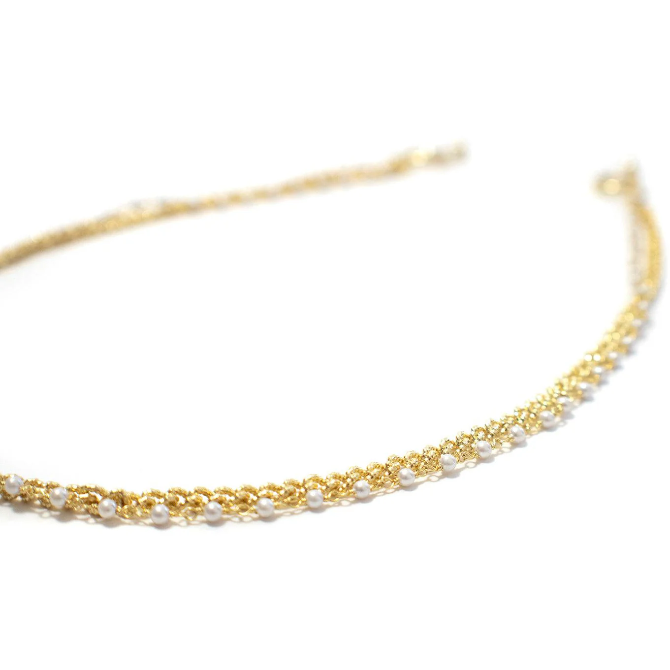 Layered Gold Chain with Pearl String - Image 2