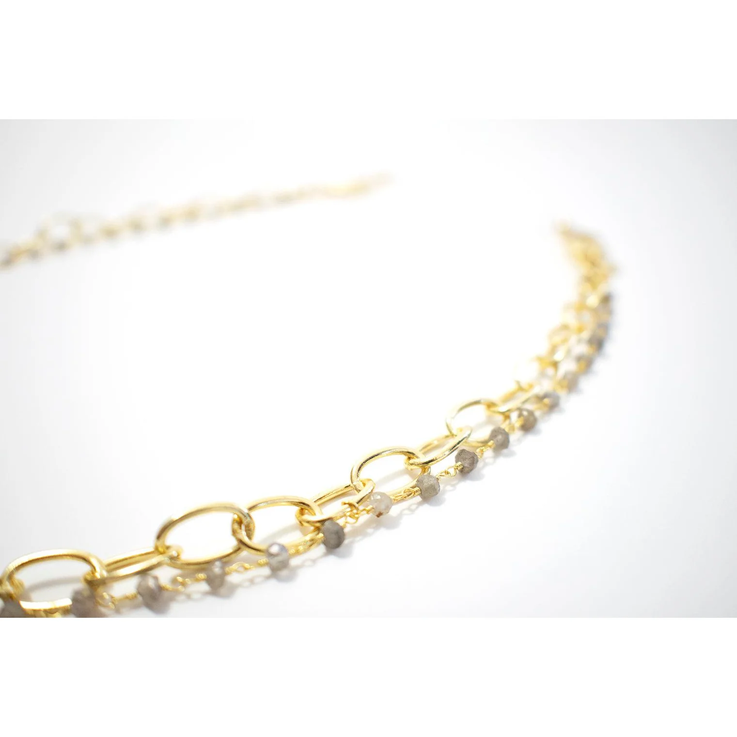 Layered Gold Chain with Natural Gems - Image 2
