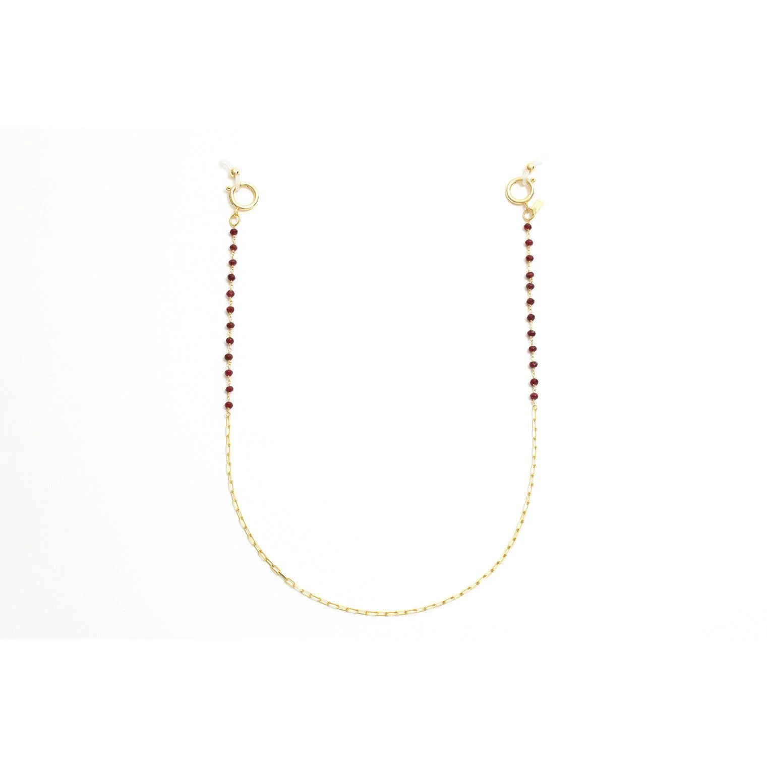 Classic Gold Glasses Chain with Red Gems